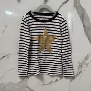 Crewcuts Girl's 6-7, Striped Long Sleeve Tee with Gold Star